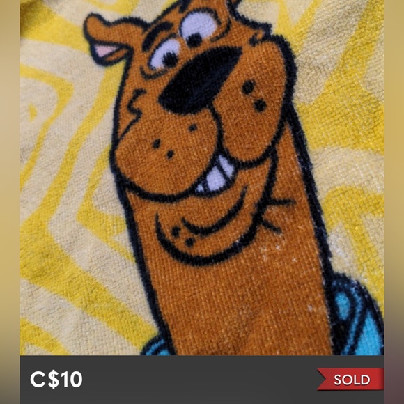 Vintage Scooby Doo Hand Towel Dog Retro Cartoon Character Terry Cloth Wash Eco - Picture 4 of 4